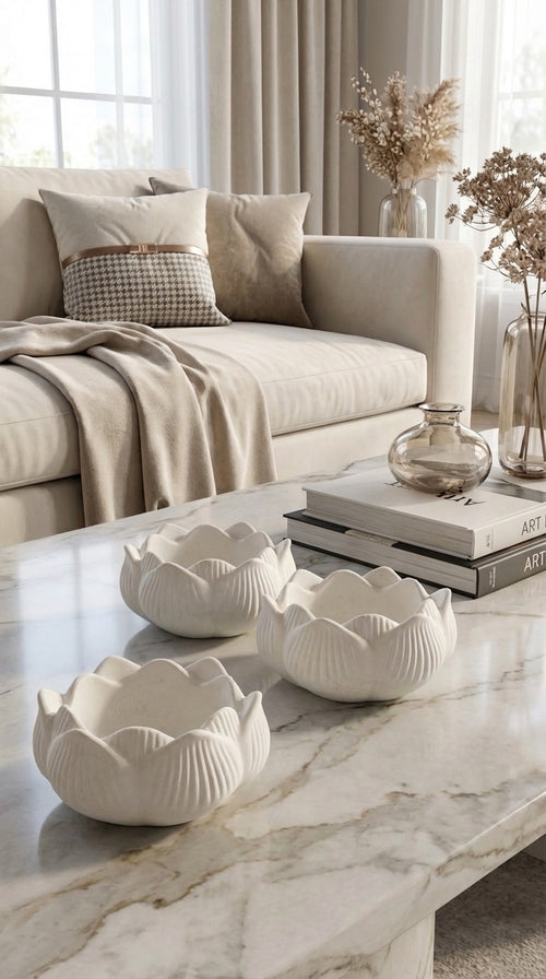 Set di 3 Portacandele in Jesmonite – Decorazione Elegante e Minimal per la Casa