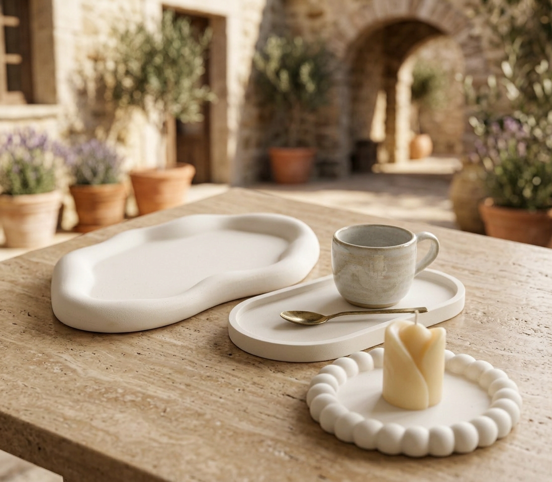 Set di 3 Accessori in Jesmonite – Minimalismo Elegante