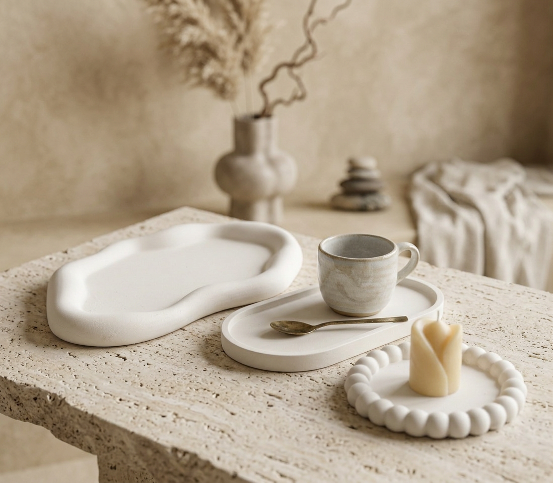 Set di 3 Accessori in Jesmonite – Minimalismo Elegante